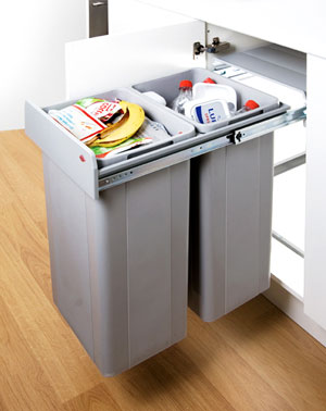 Wesco 64 litre Double Pull Out Kitchen Cupboard Bin (W64