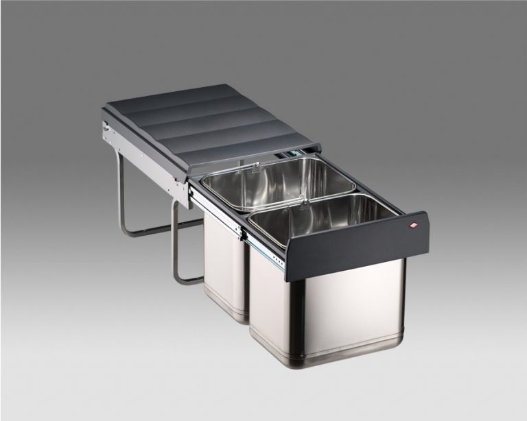 Wesco 32 litre Double Pull Out Kitchen Cupboard Bin Stainless Steel