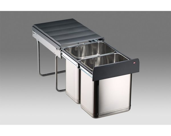 Wesco 40 litre  Double Pull Out Kitchen Cupboard Bin Stainless Steel (W40S/S)