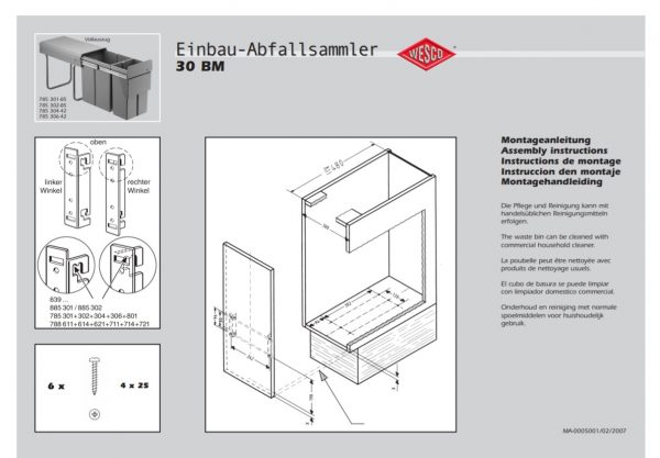 Wesco 30 litre  Double Pull Out Kitchen Cupboard Bin (W30D) - Image 3