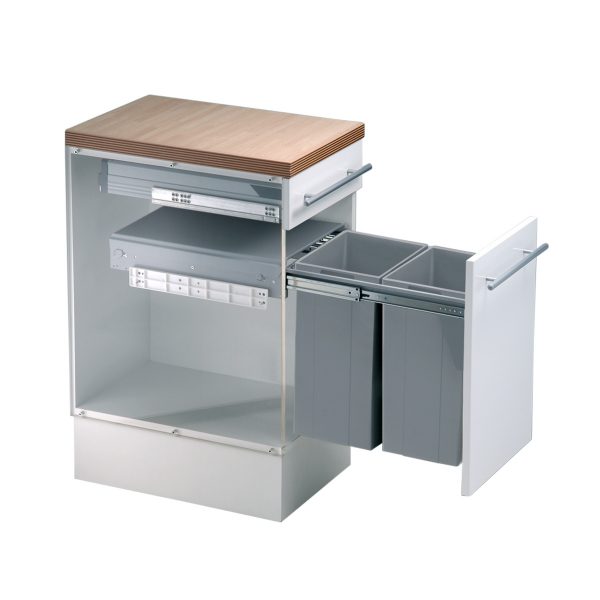 BIO-DOUBLE DOOR MOUNTED PULL-OUT WASTE BIN 64L Double Pull Out Kitchen Cupboard Bin (2 X 32L) (W64DS) - Image 3