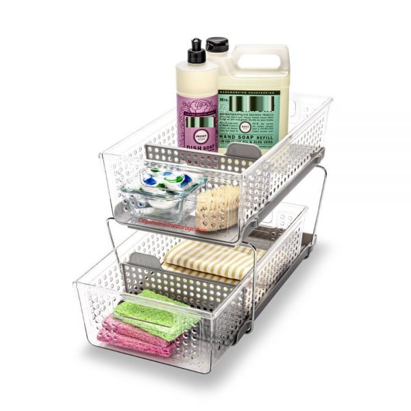 Madesmart Two Level Storage Baskets With Dividers Clear Granite (DL4505) - Image 3