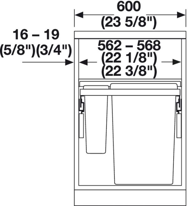 Waste Bin, Double Pull Out Kitchen Cupboard Bin Hailo Euro Cargo ST60 - Image 3