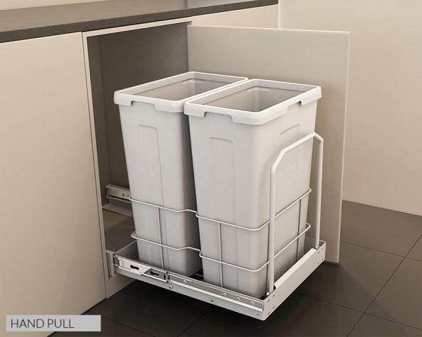 Kia Ora 70L (2x35L) Double Pull Out Kitchen Cupboard Bin Kitchen Bin in White with soft closing slides (W70B).