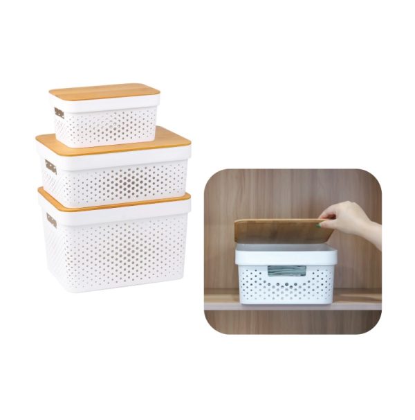 BAMBOO LID STORAGE BASKETS