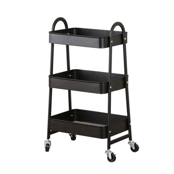 3 Tier Metal Tray Trolley BLACK (8993) - Image 2