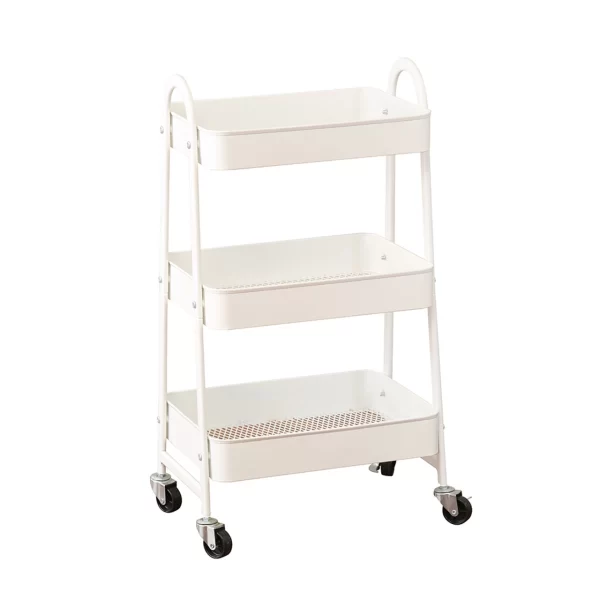 3 Tier Metal Tray Trolley WHITE (8994) - Image 2