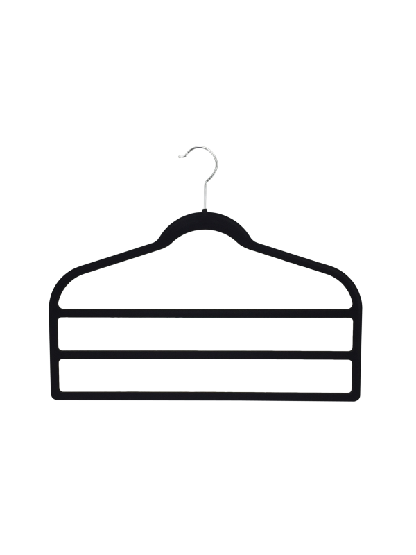 Velvet Coat Hanger 3 Tier Trouser Black PK2 (3304)