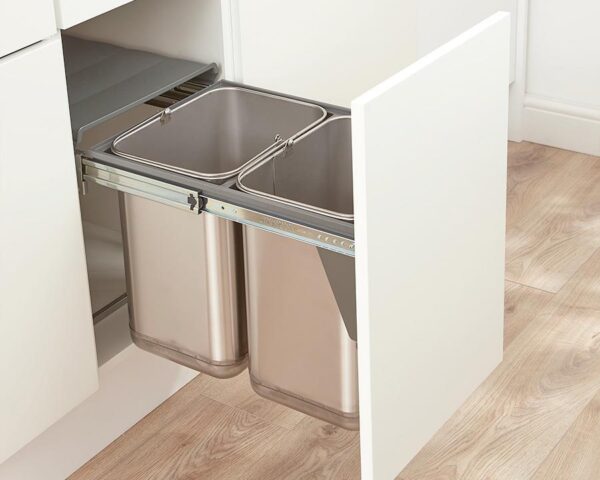 Wesco 40L Door Mount  Double Pull Out Kitchen Cupboard Bin (W40SSD) STAINLESS STEEL
