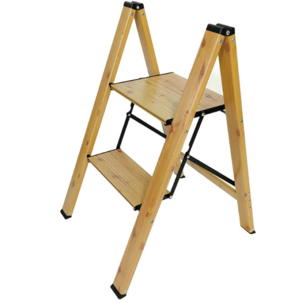2 Step Aluminium Wood Grain Step Ladder (9753)
