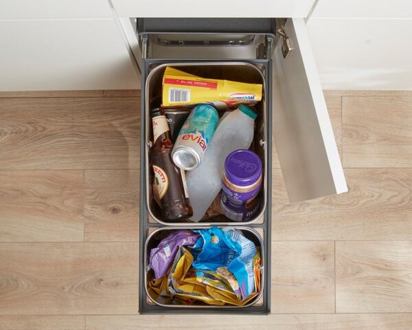 Wesco 30L (1 x 20L + 1 x 10L) Hand Pull Waste Bin in Stainless Steel. (W30SS) - Image 3