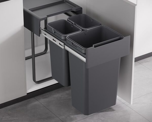 Kia Ora 46L OPTIO bins (2x10L + 1x26L) in Dark Grey K46 - Image 3