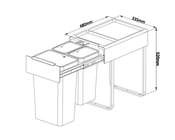 Kia Ora 46L OPTIO bins (2x10L + 1x26L) in Dark Grey K46 - Image 2