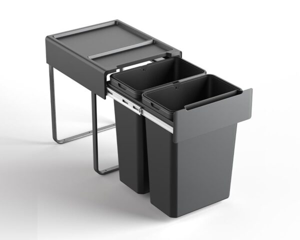 Kia Ora 46L OPTIO bins (2x10L + 1x26L) in Dark Grey K46