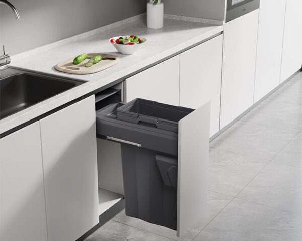 Kia Ora VITA 32L (1x32L) Kitchen Bin in Dark Grey. To suit 300mm cabinet K32