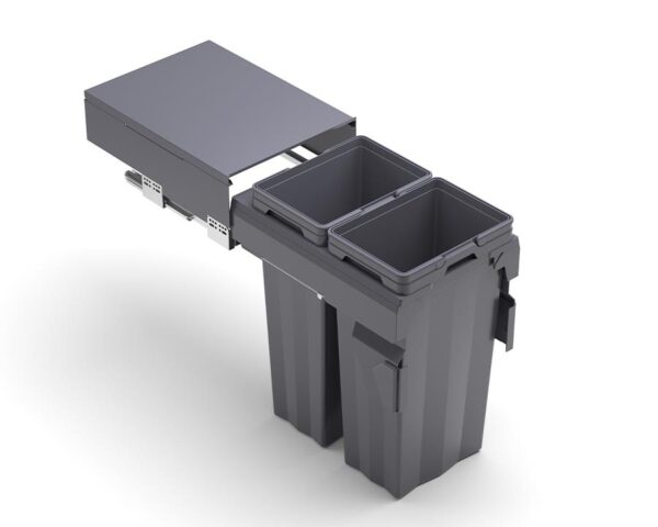 Kia Ora VITA 62L (2x31L) Kitchen Bin in Dark Grey. To suit 400mm cabinet K62400 - Image 2
