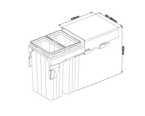 Kia Ora VITA 62L (2x31L) Kitchen Bin in Dark Grey. To suit 400mm cabinet K62400 - Image 4