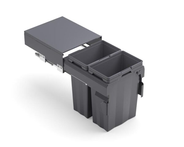 Kia Ora VITA 66L (2x33L) Kitchen Bin in Dark Grey. To suit 450mm cabinet K66450 - Image 2
