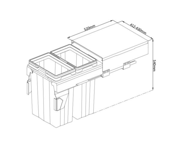 Kia Ora VITA 66L (2x33L) Kitchen Bin in Dark Grey. To suit 450mm cabinet K66450 - Image 4