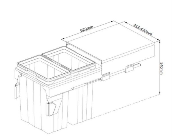 Kia Ora VITA 74L (2x37L) Kitchen Bin in Dark Grey. To suit 450mm cabinet K74450 - Image 4
