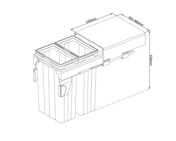 Kia Ora VITA 74L (2x37L) Kitchen Bin in Dark Grey. To suit 500mm cabinet K74 - Image 4