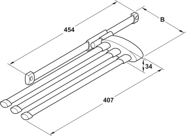 Towel rail, Hailo Secco-Alu Line, steel/plastic, extending runners (HA1124) - Image 2