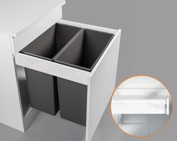Blum TANDEMBOX antaro Standard Drawer M Height 83MM 65kg 500mm Silk White with BLUMOTION + 84LT (2x42LT bins) WBPB26084Z. To suit 600mm cabinet. (WB0809A15PB)