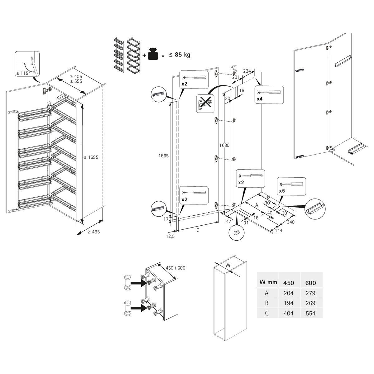 Frame set Iseo, cabinet body width 450, anthracite - Image 5
