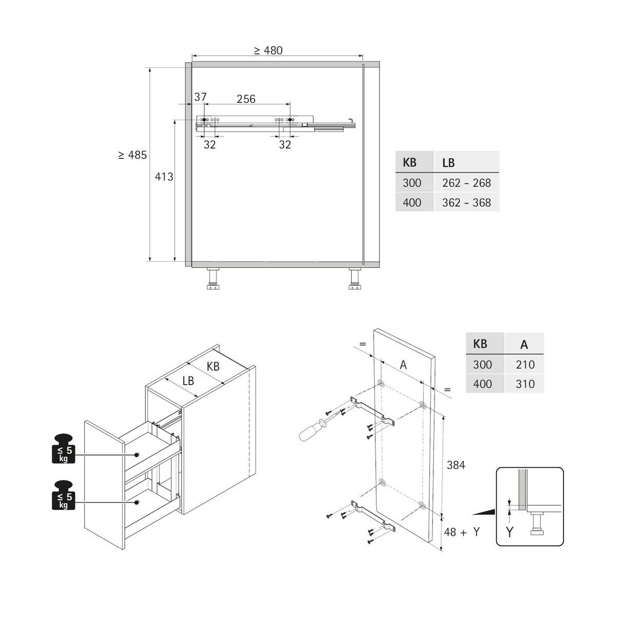Lario 200 pull-out unit, cabinet body width 300, 2-tier, anthracite - Image 4