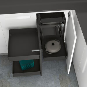 Orta 200, corner unit pull-out system, all inclusive set, front width 450 mm, left / right, anthracite colour