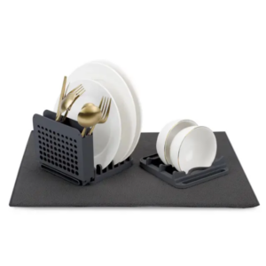 D.Line Dish Drying Mat w/ 3 Section Rack Dish Drying Mat 51x39cm Grey (DL5139A)