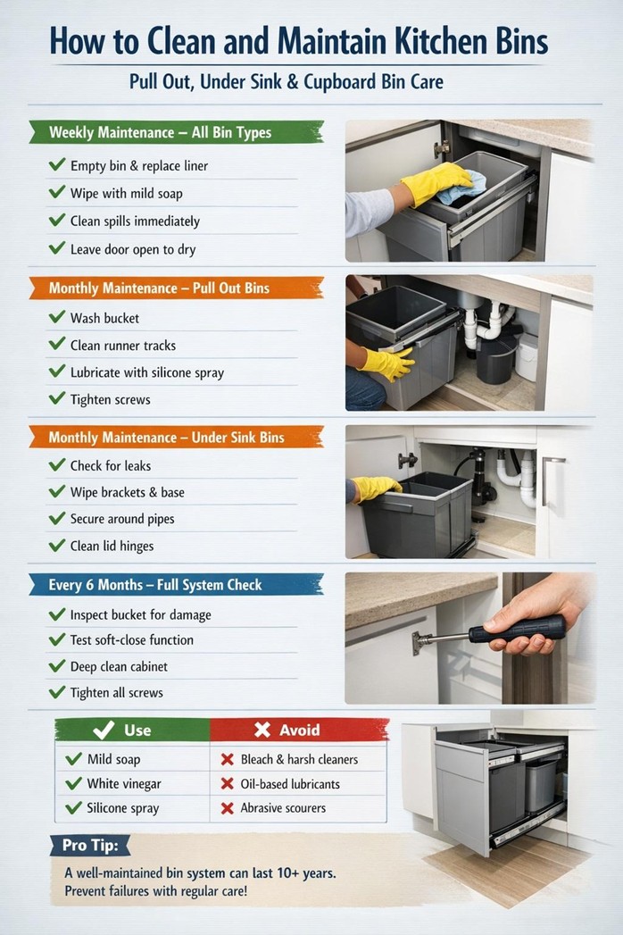 how to clean kitchen bins