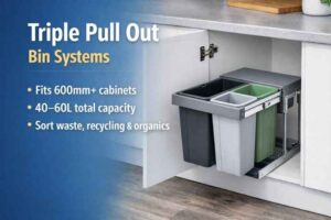 Triple Pull Out Kitchen Bin