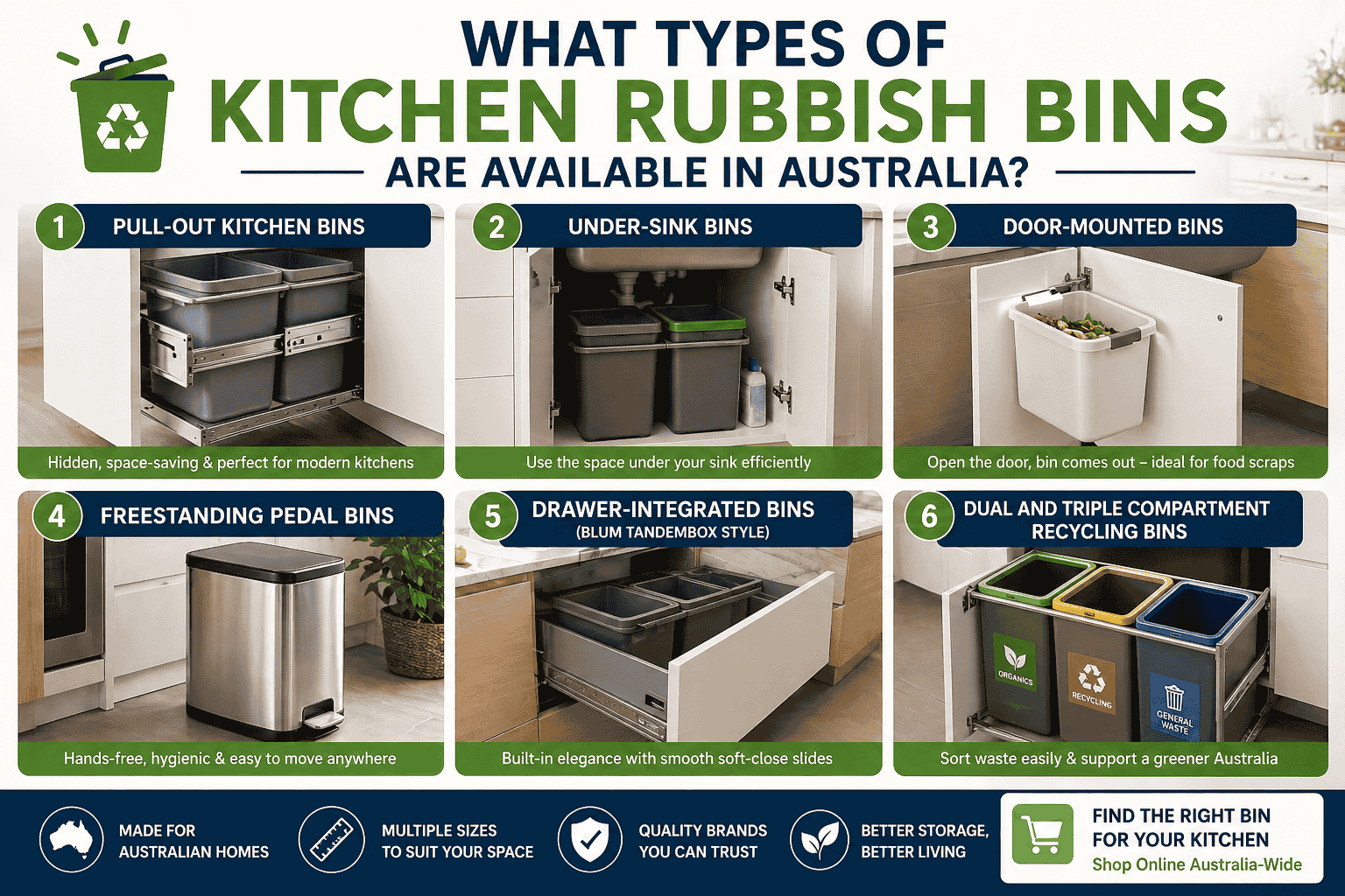 types of kitchen rubbish bins