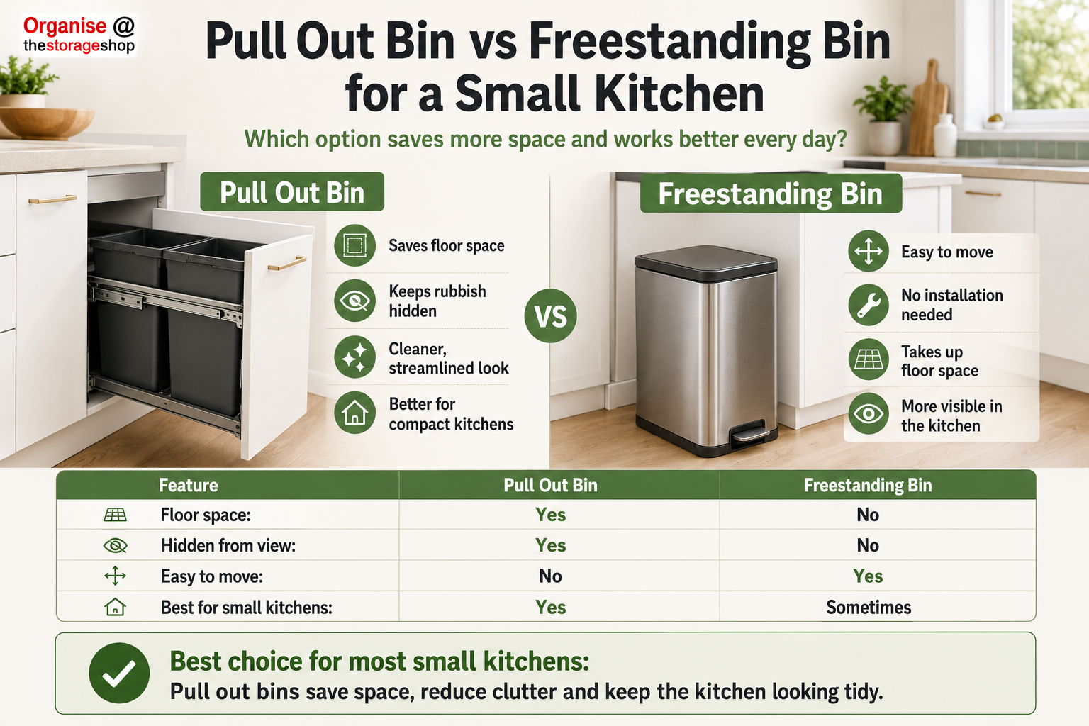 pull out bins vs freestanding