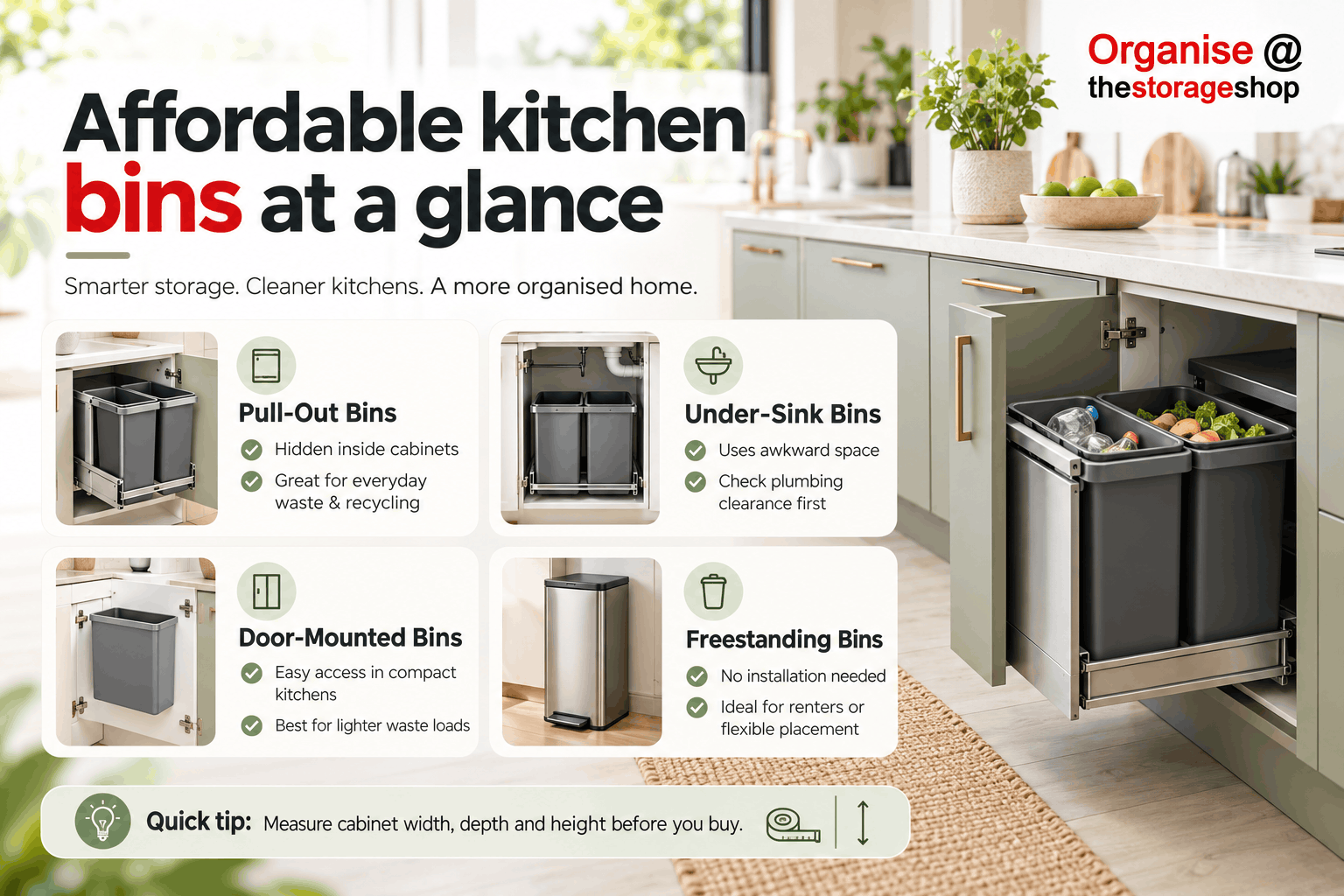 Affordable kitchen bins at a glance